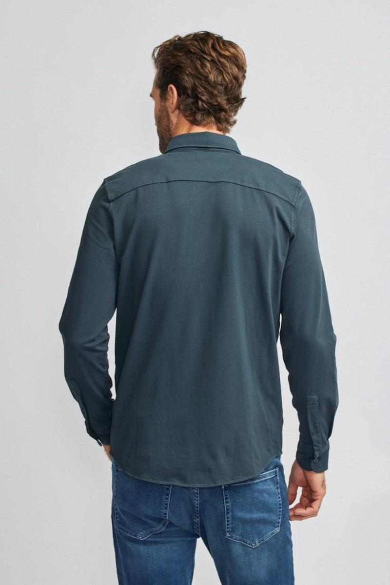 Jersey Button Down LS in Graphite