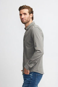 Jersey Button Down LS in Slate