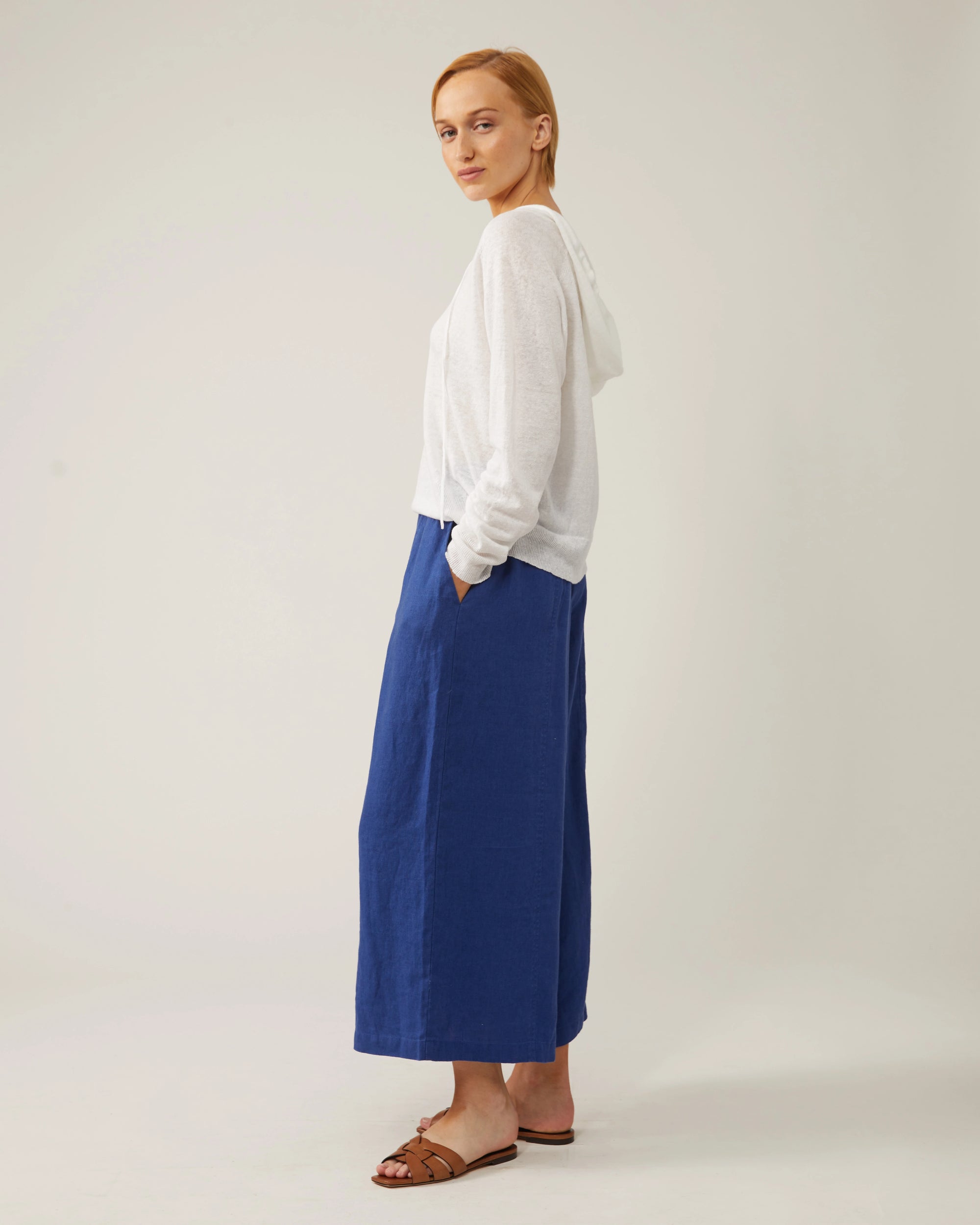 Louise Linen Hoodie- White