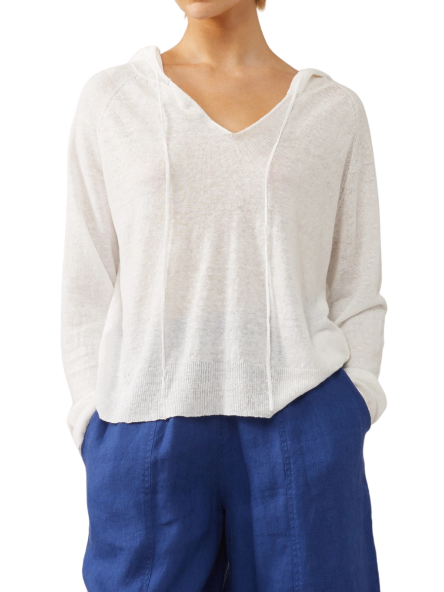 Louise Linen Hoodie- White