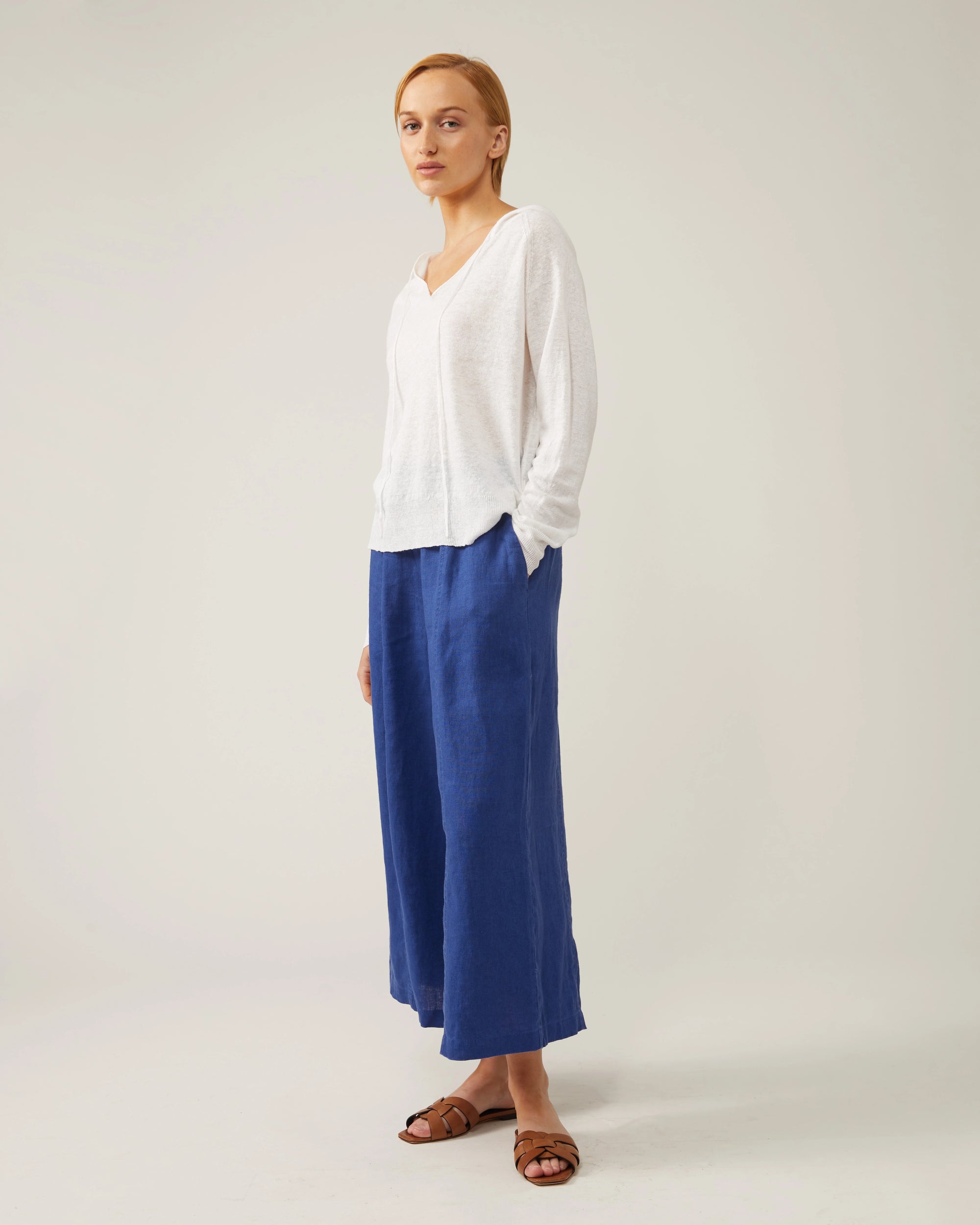 Louise Linen Hoodie- White