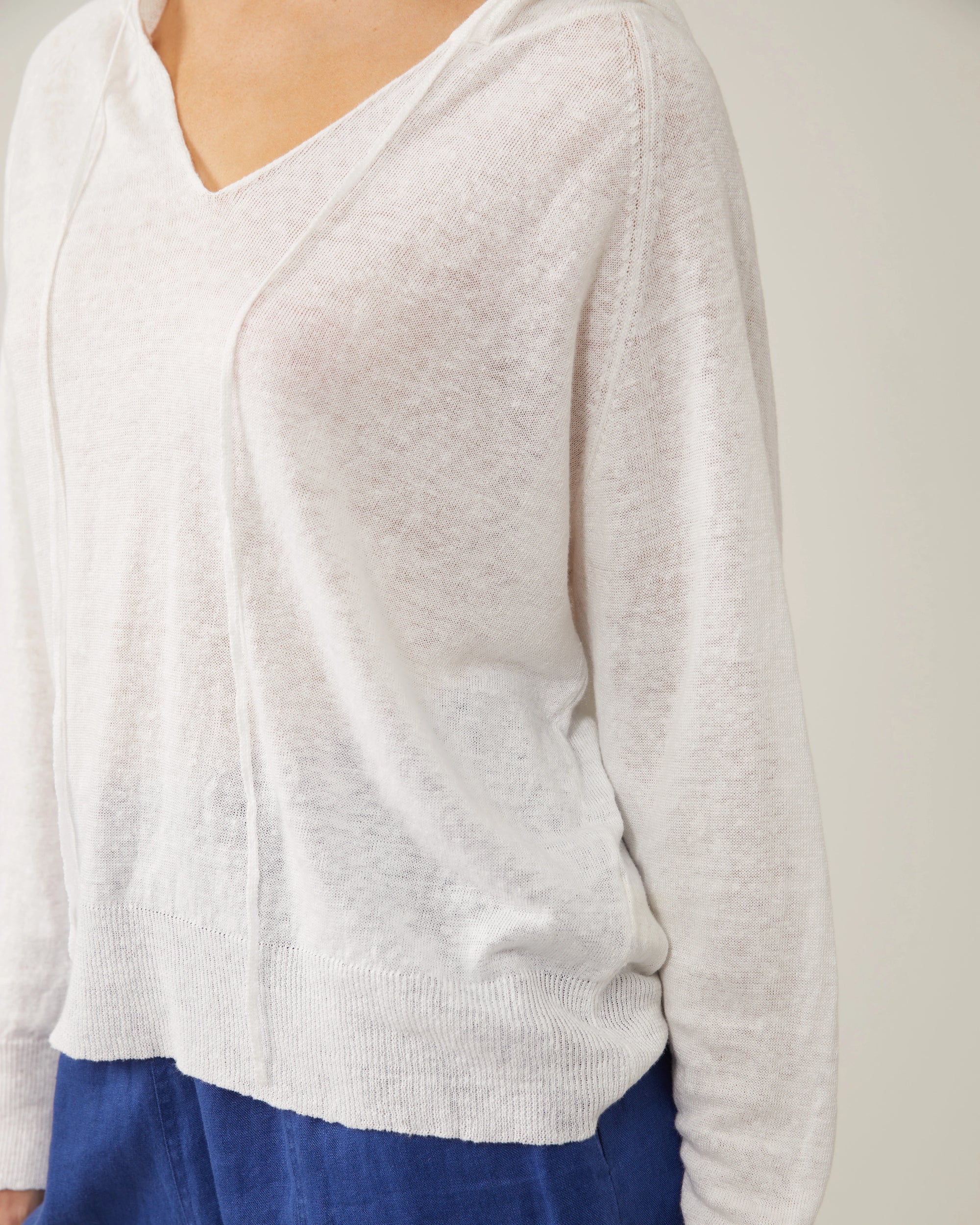 Louise Linen Hoodie- White
