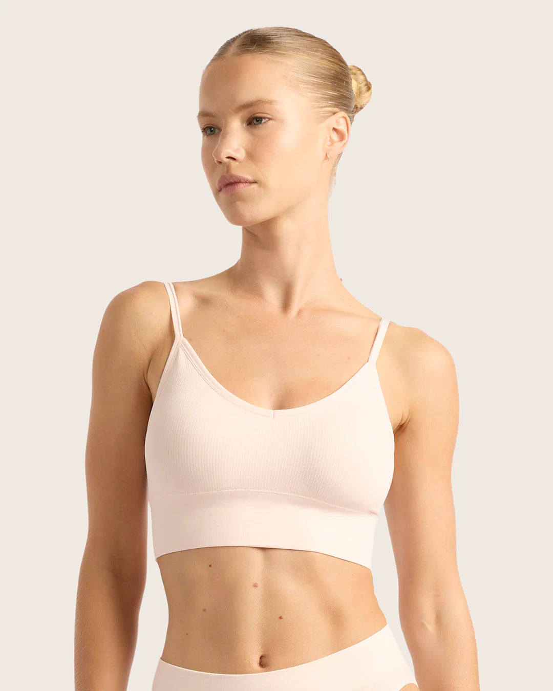 Lyolyte Low Back Ribbed Bra - Soft Pink