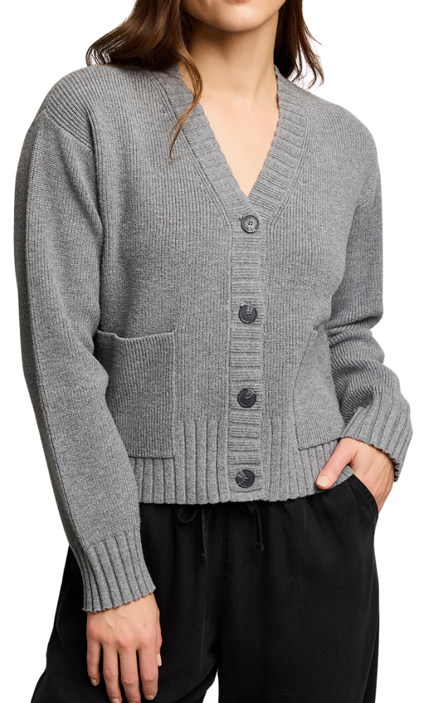 Mabel Ribbed Cardigan - Heather Grey