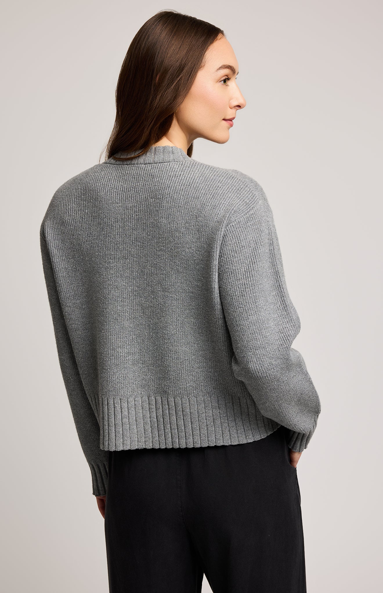 Mabel Ribbed Cardigan - Heather Grey