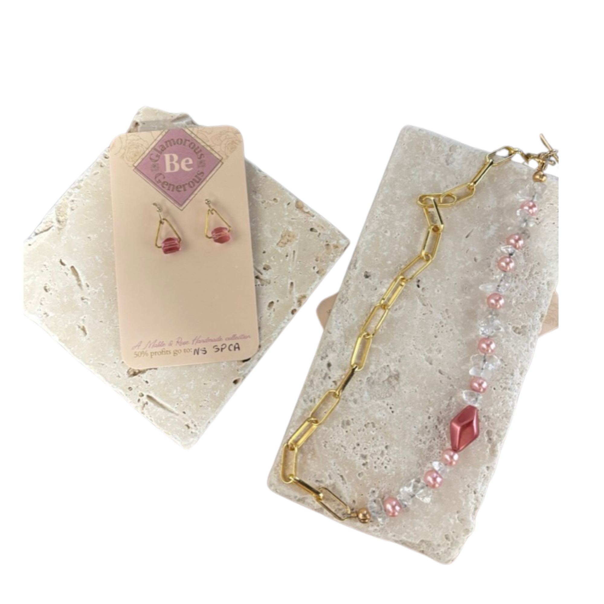 Mabel & Rose Necklace & Earring set in Pink