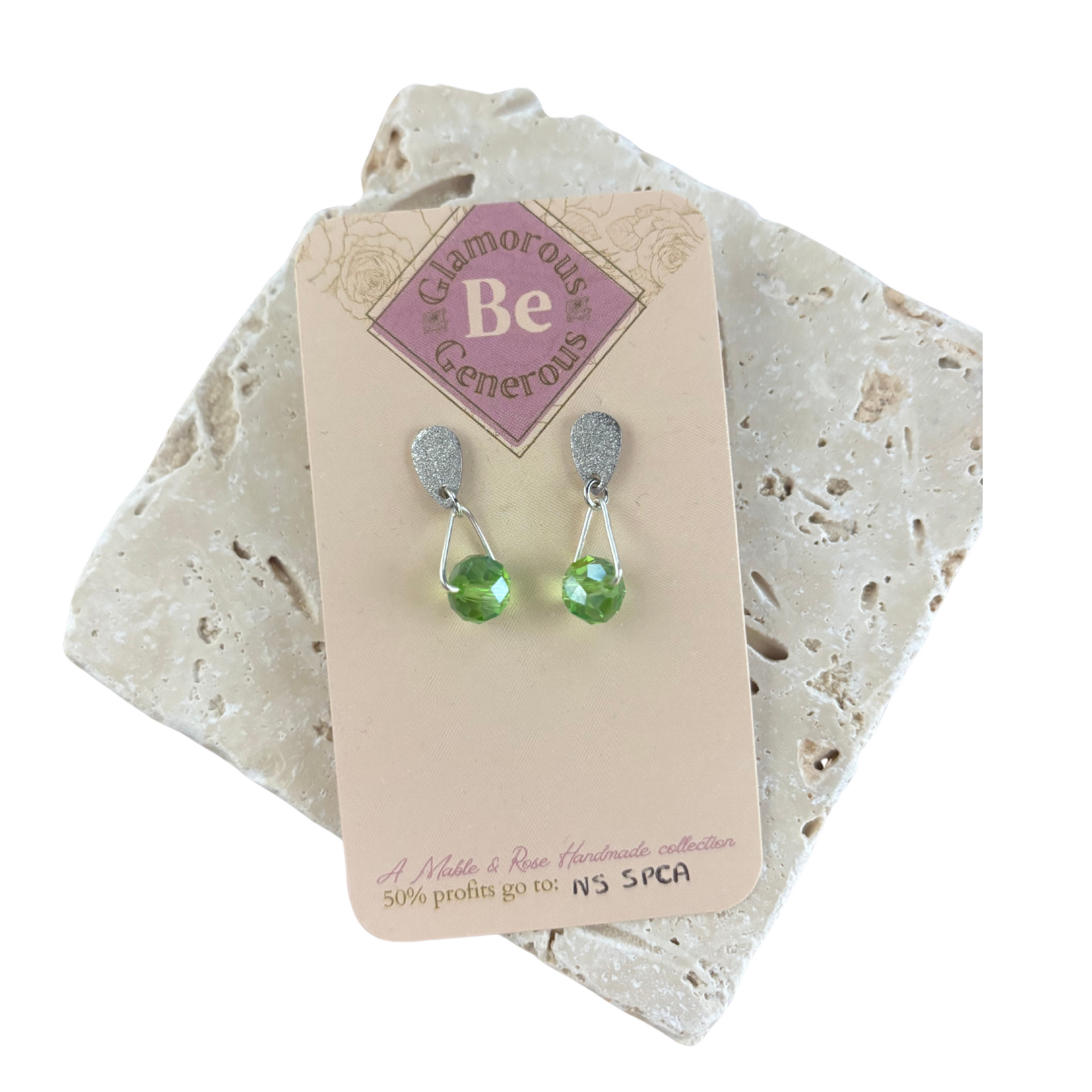 Mable & Rose Necklace & Earring Set in Green/Silver