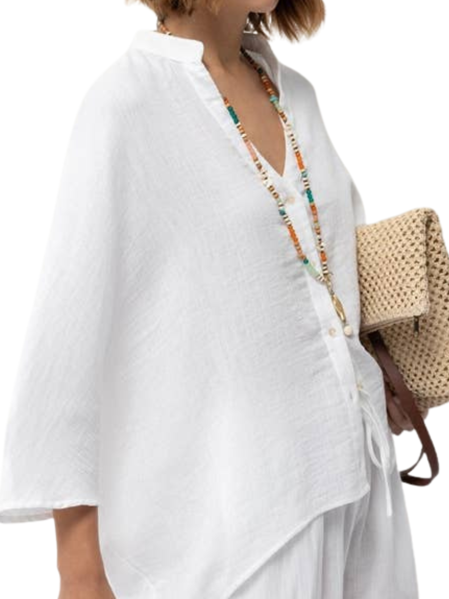 Mandarin Blouse - White