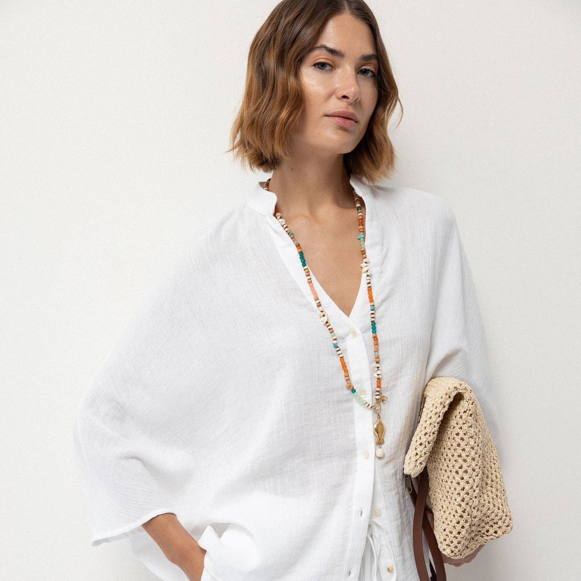Mandarin Blouse - White