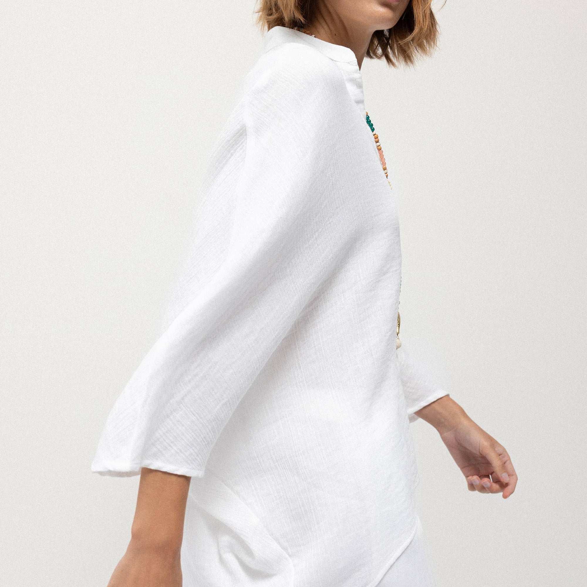 Mandarin Blouse - White