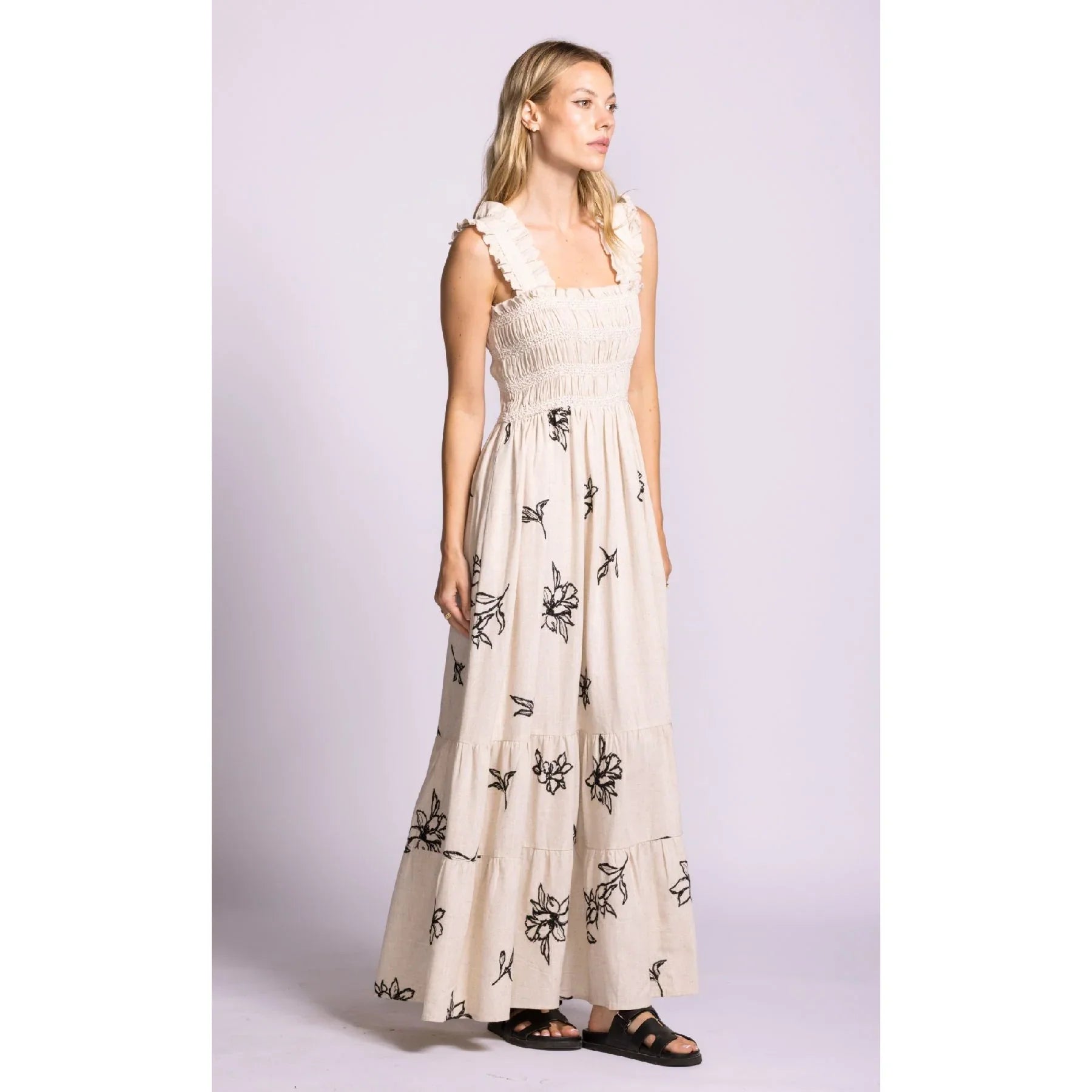 Margate Rayon/Linen Dress- Beige