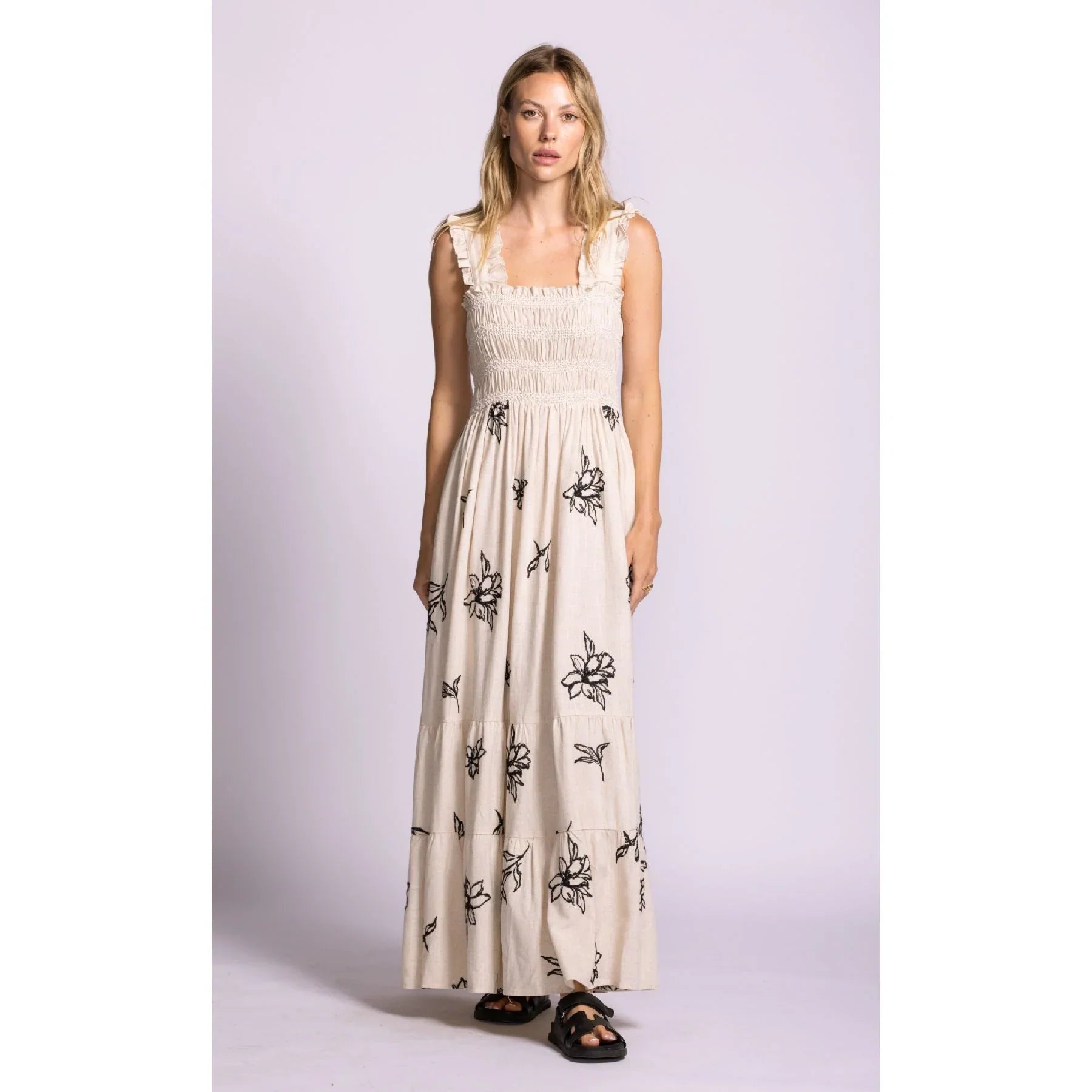 Margate Rayon/Linen Dress- Beige