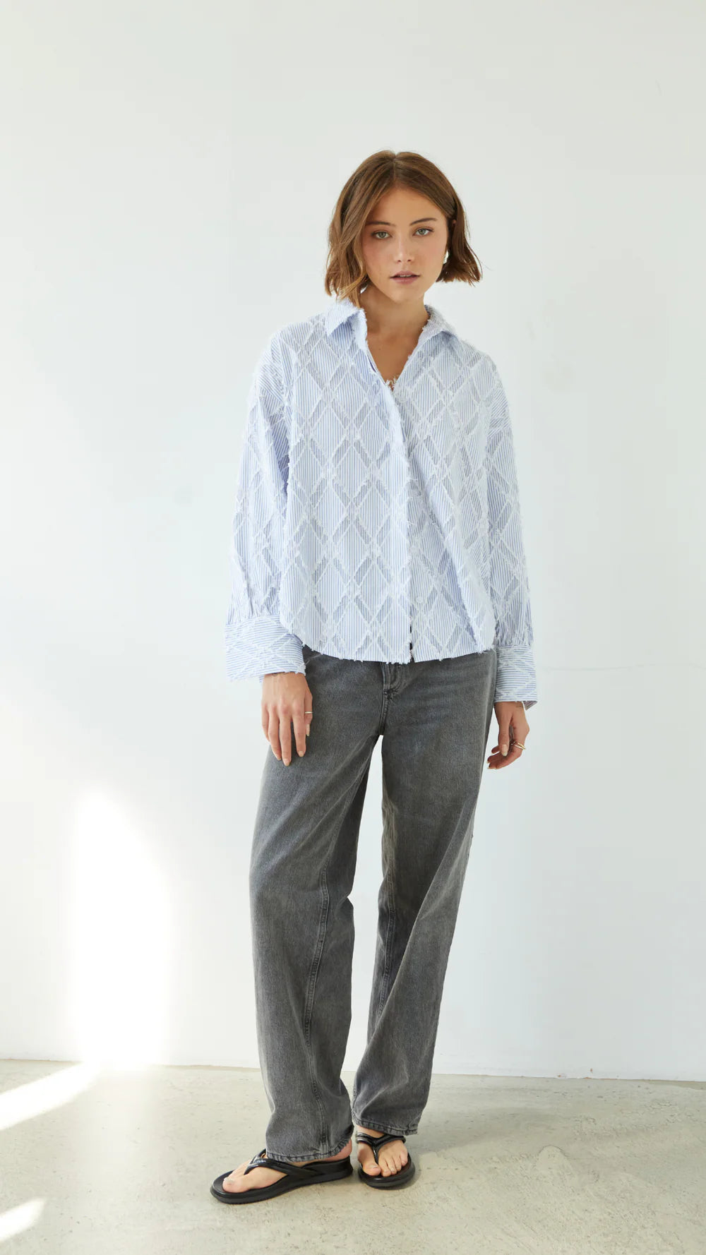 Marlowe Fringe Shirt - Blue Stripe