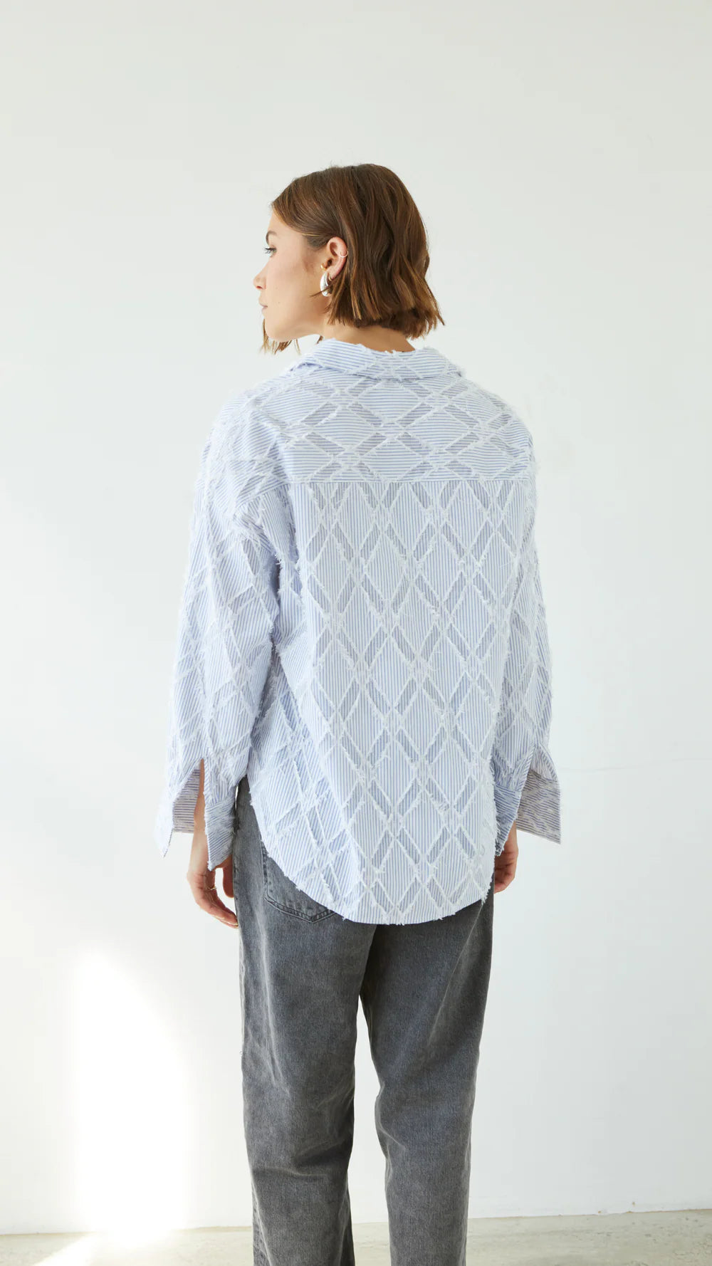 Marlowe Fringe Shirt - Blue Stripe