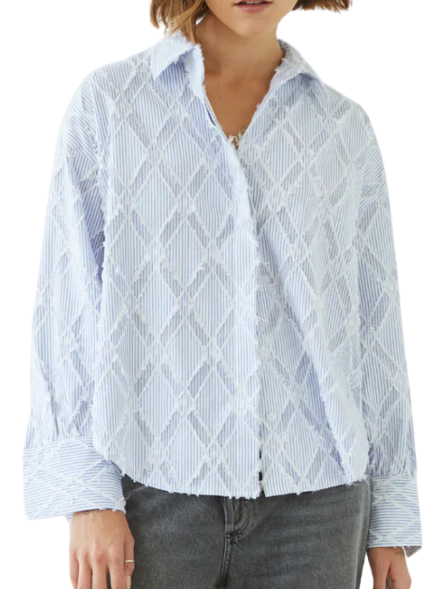 Marlowe Fringe Shirt - Blue Stripe