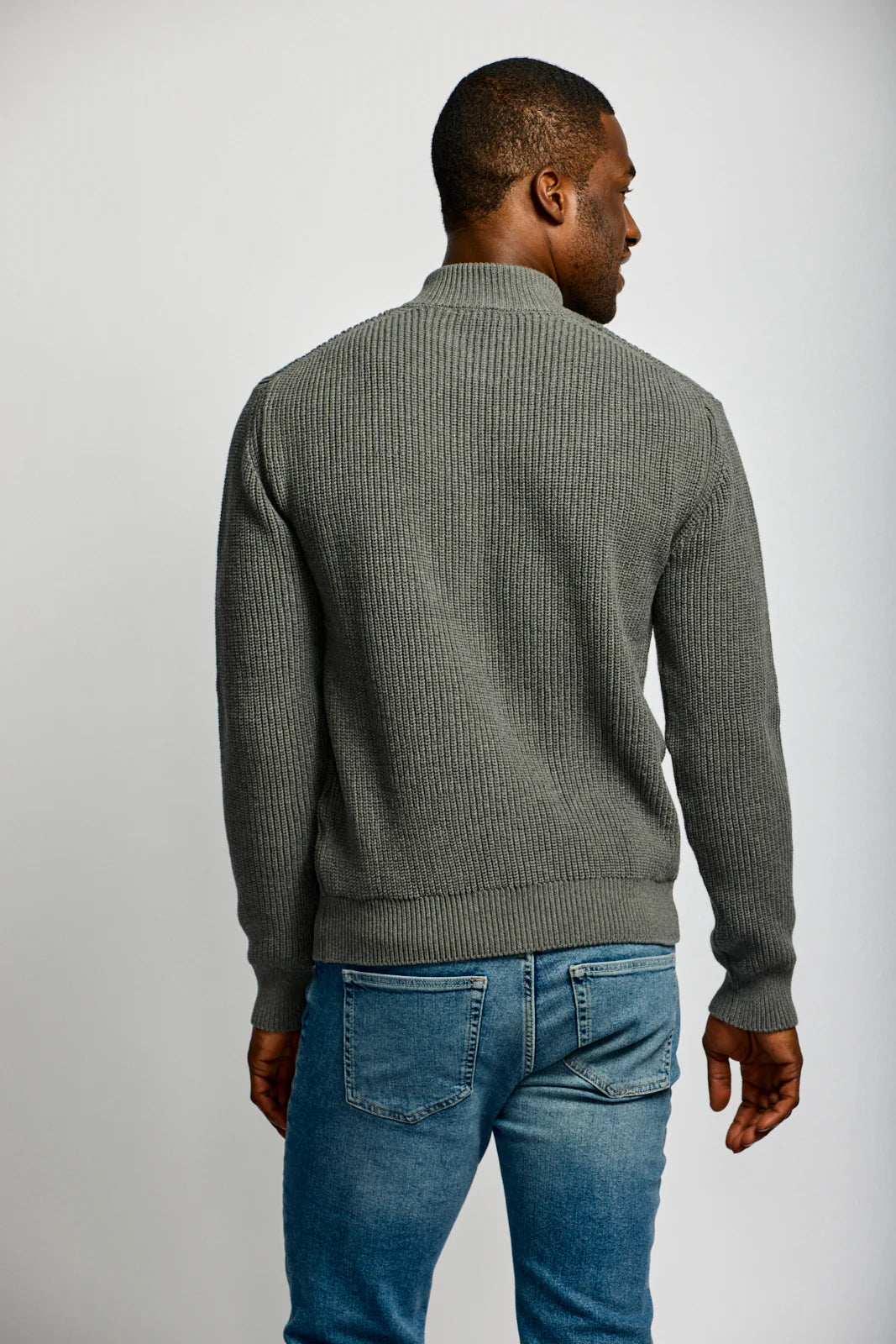 Cotton Zip Cardigan - Charcoal Grey