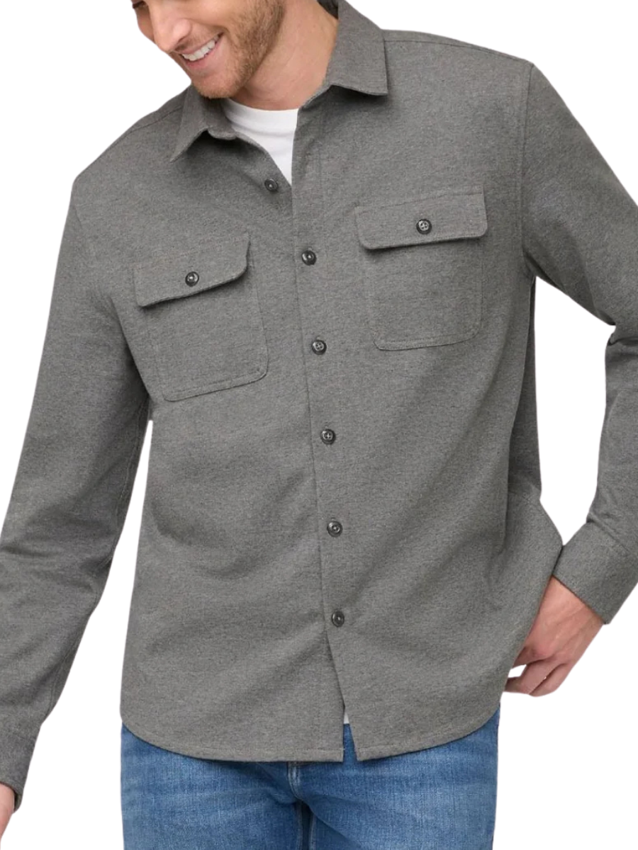 Performance Flannel Button Down - Heather Grey
