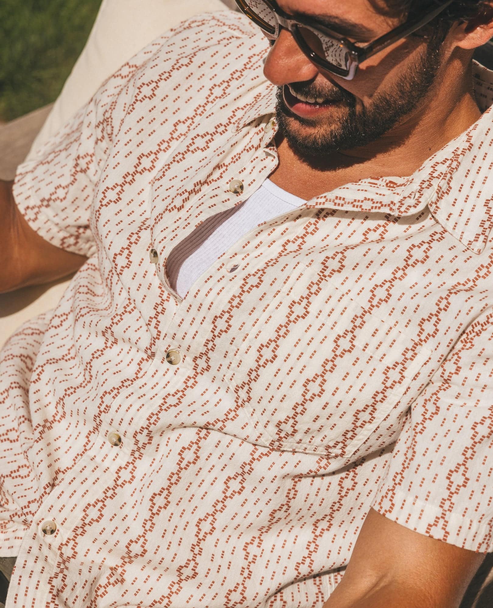 Men's Treescape 100% Cotton Shirt- Salt