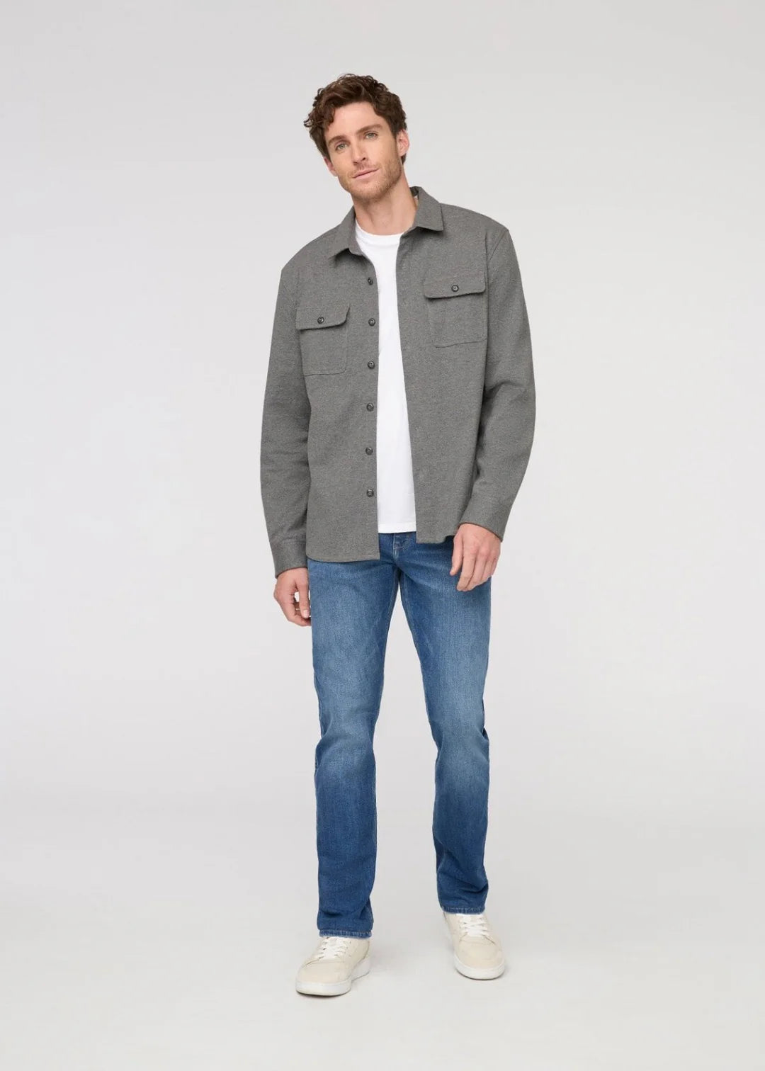 Performance Flannel Button Down - Heather Grey