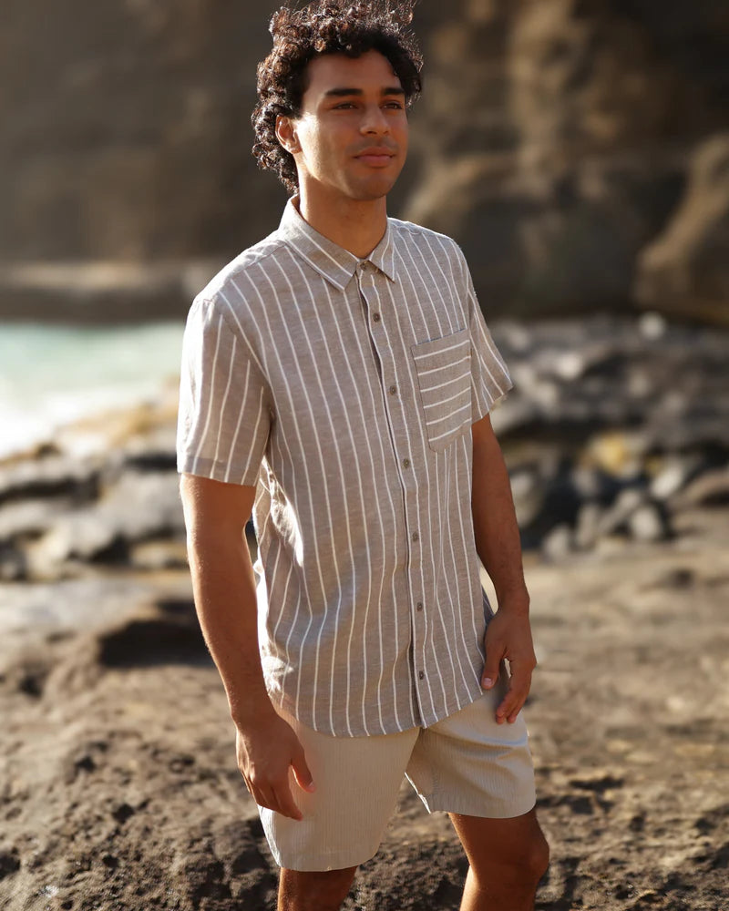 Dundas Hemp Shirt - Clay Stripe