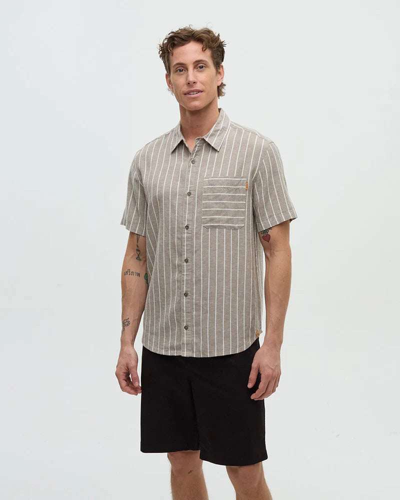 Dundas Hemp Shirt - Clay Stripe