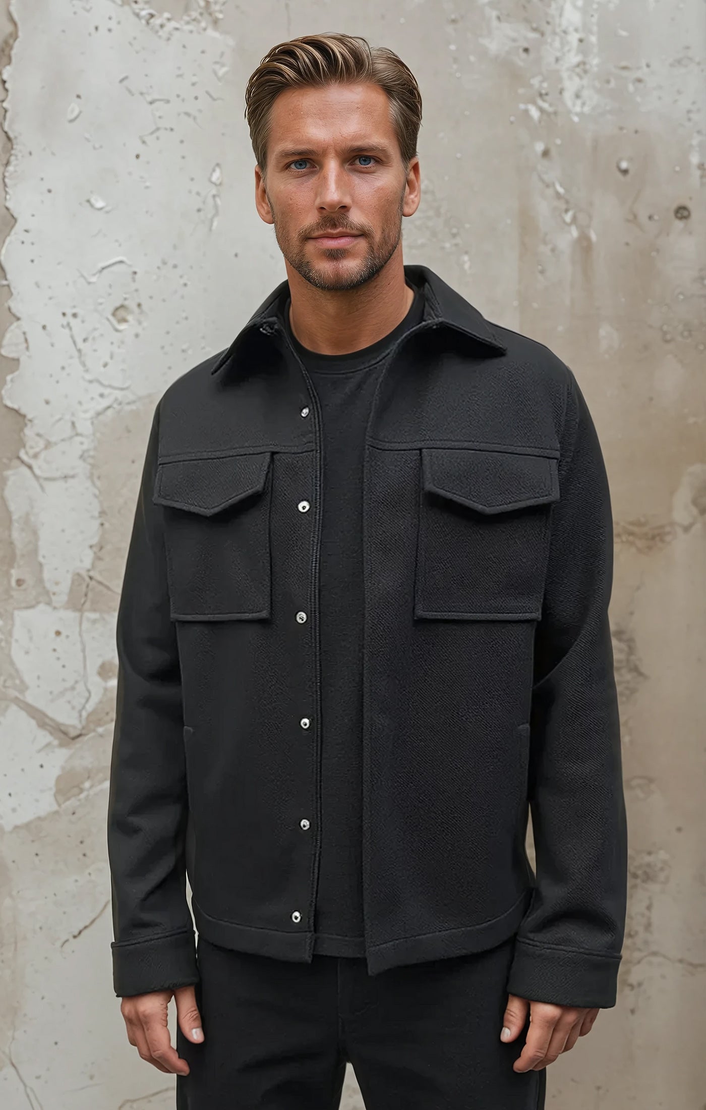 Knit Stretch Twill Jacket - Black