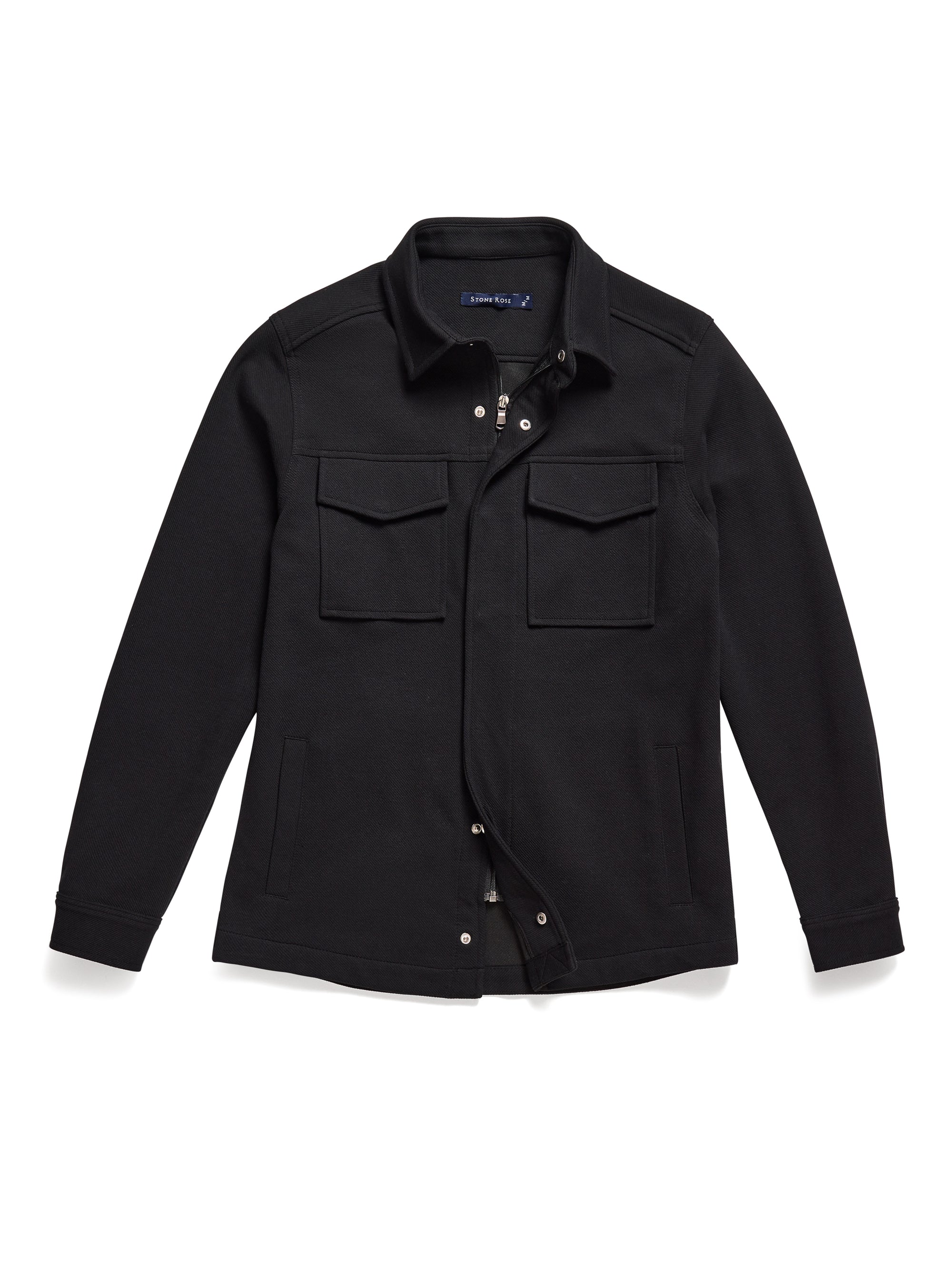 Knit Stretch Twill Jacket - Black