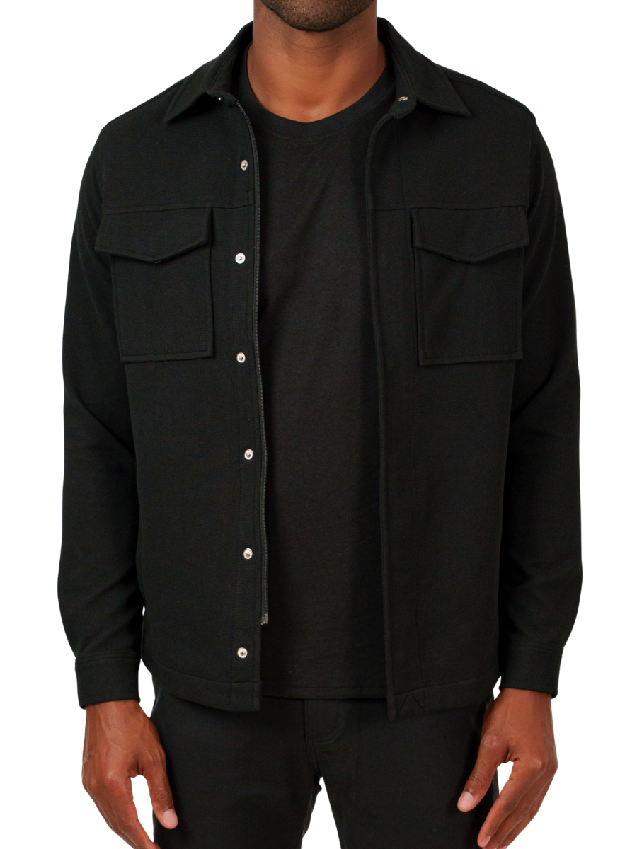 Knit Stretch Twill Jacket - Black
