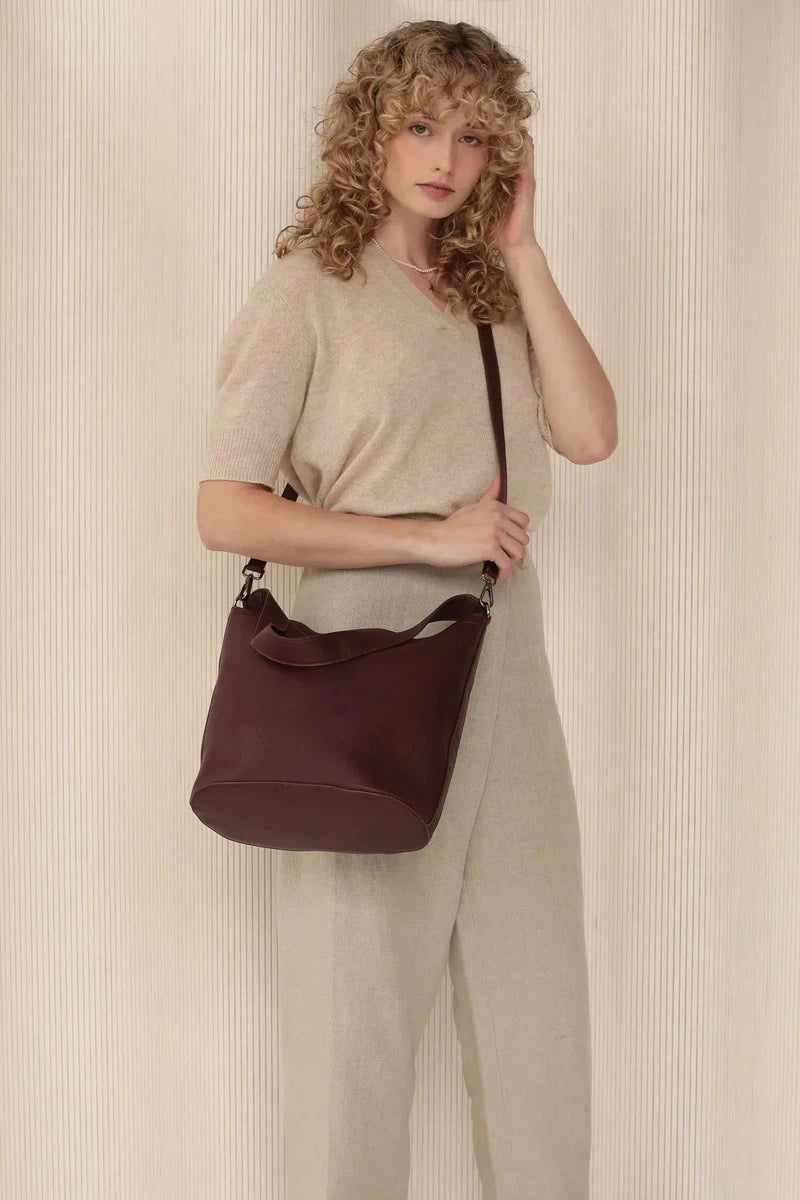 Mia Bucket Bag in Merlot