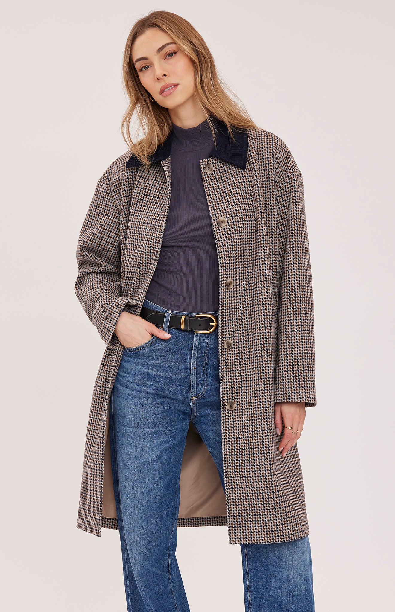 Millie Coat - Navy Tweed