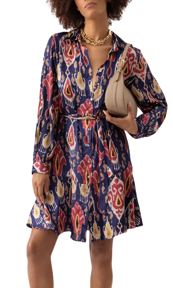 Mosaic Print Dress - Navy