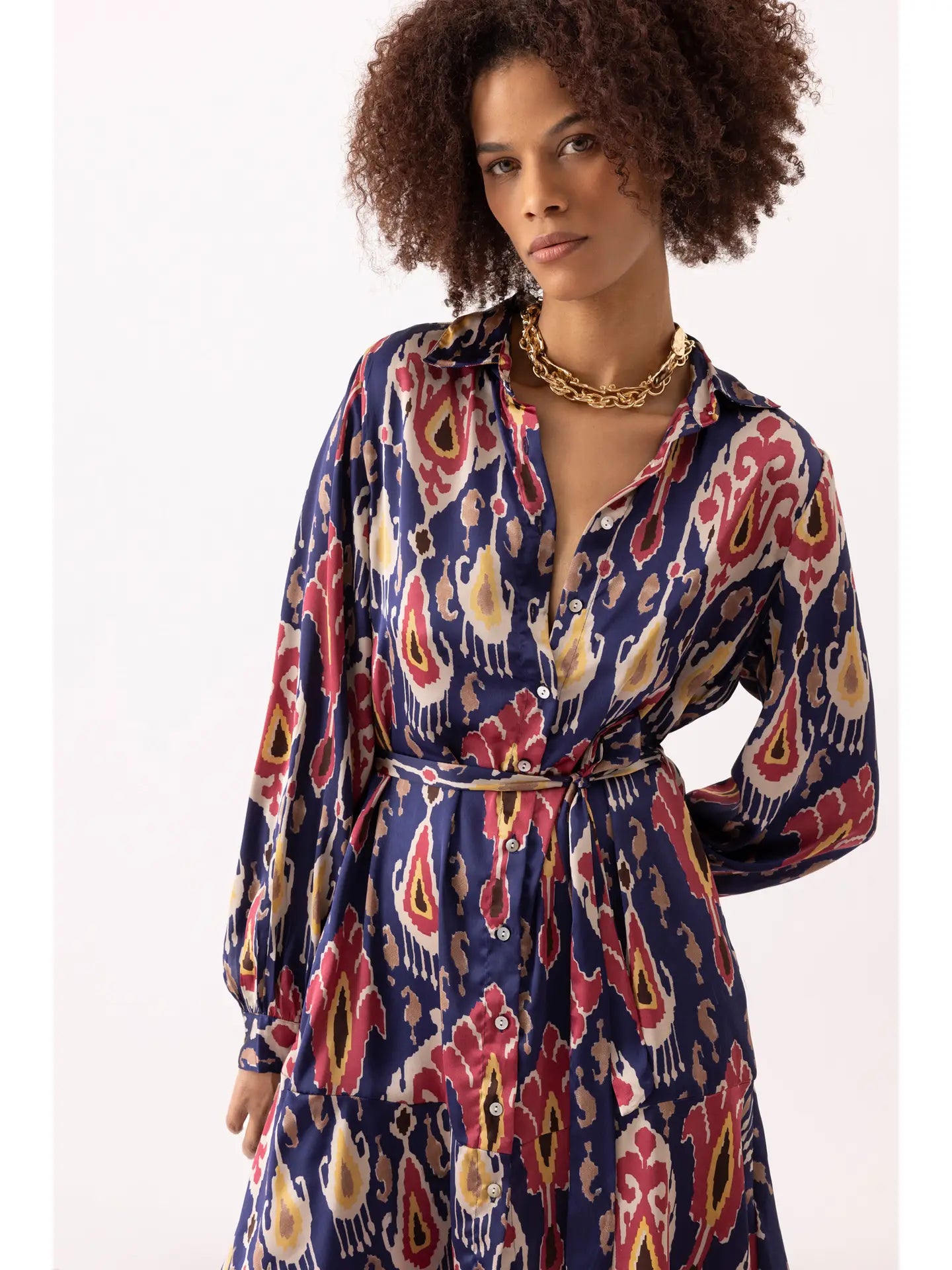 Mosaic Print Dress - Navy
