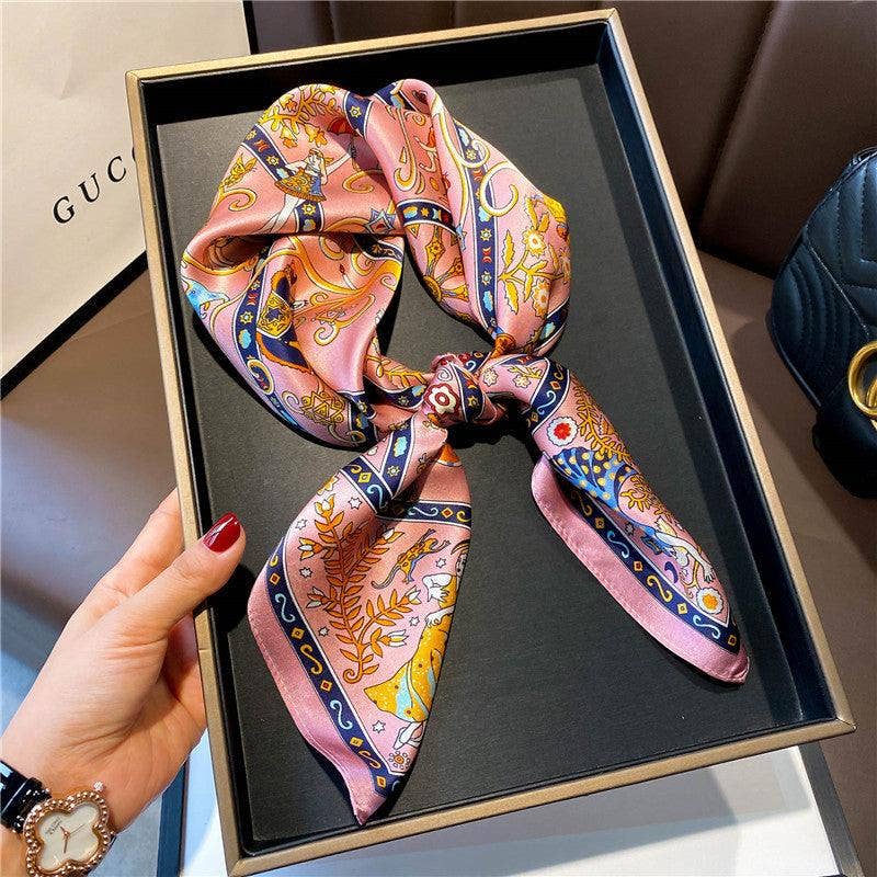 Mulberry Silk Scarf - Pink Egyptian Inspired Print