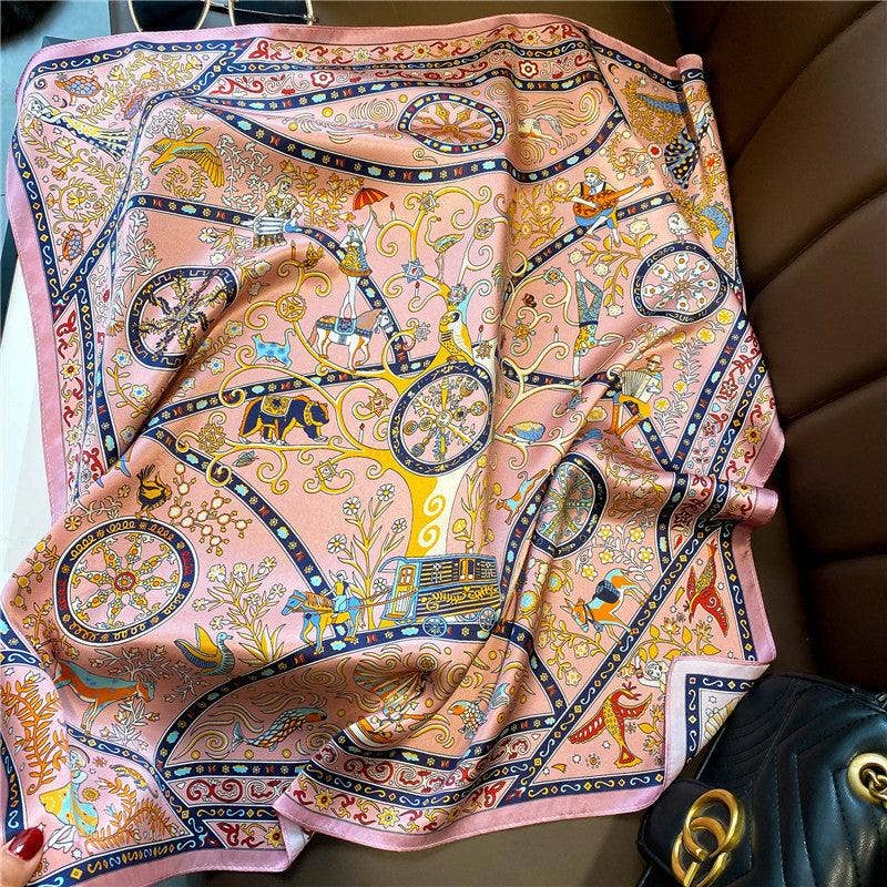 Mulberry Silk Scarf - Pink Egyptian Inspired Print