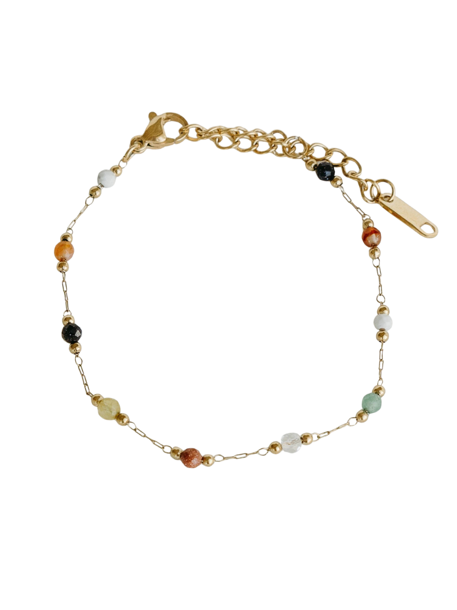 Multi Gem Chain Bracelet - Gold