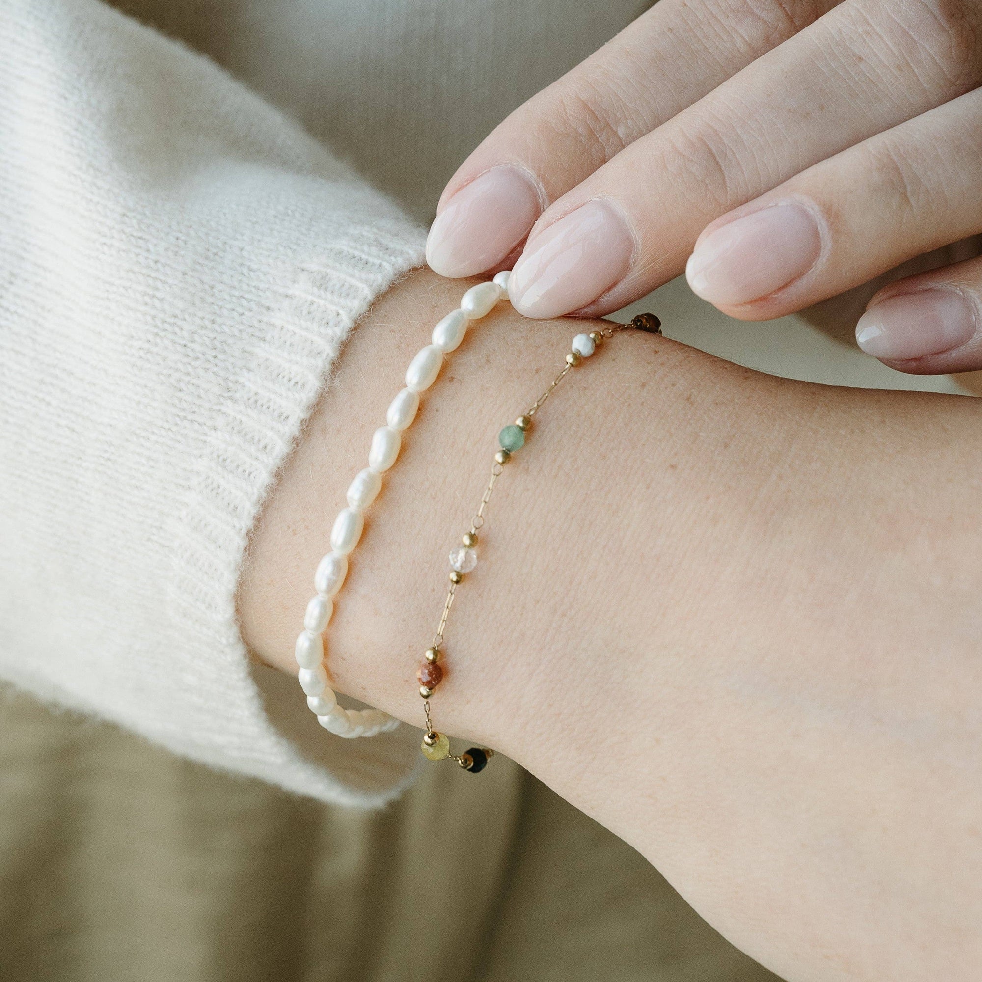Multi Gem Chain Bracelet - Gold