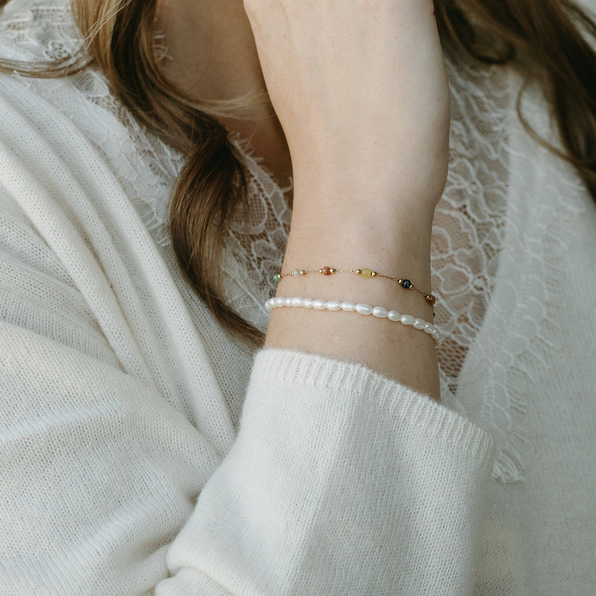 Multi Gem Chain Bracelet - Gold