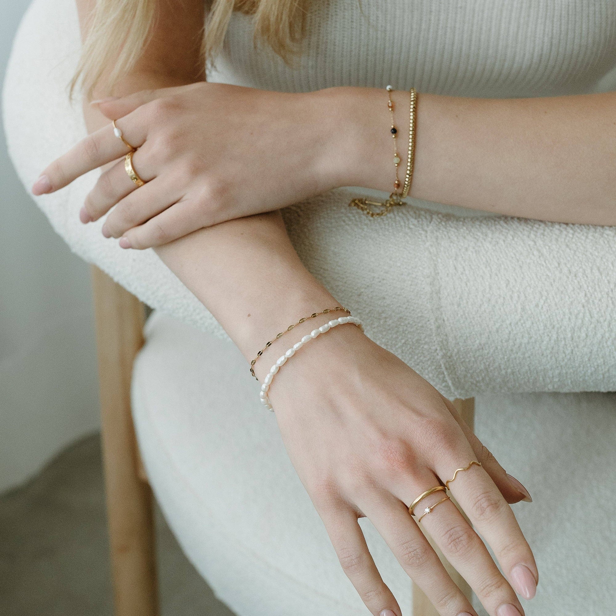 Multi Gem Chain Bracelet - Gold