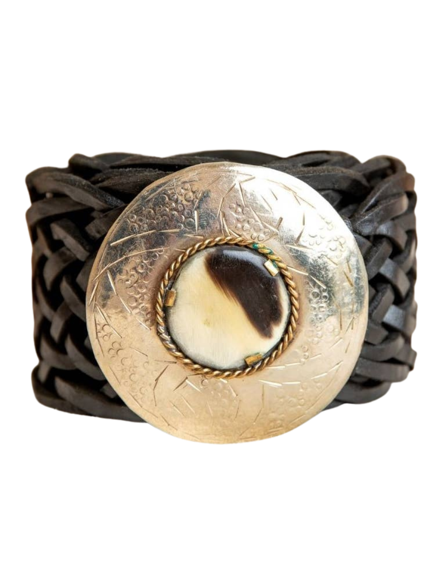 Neptune Braided Leather Belt - Black
