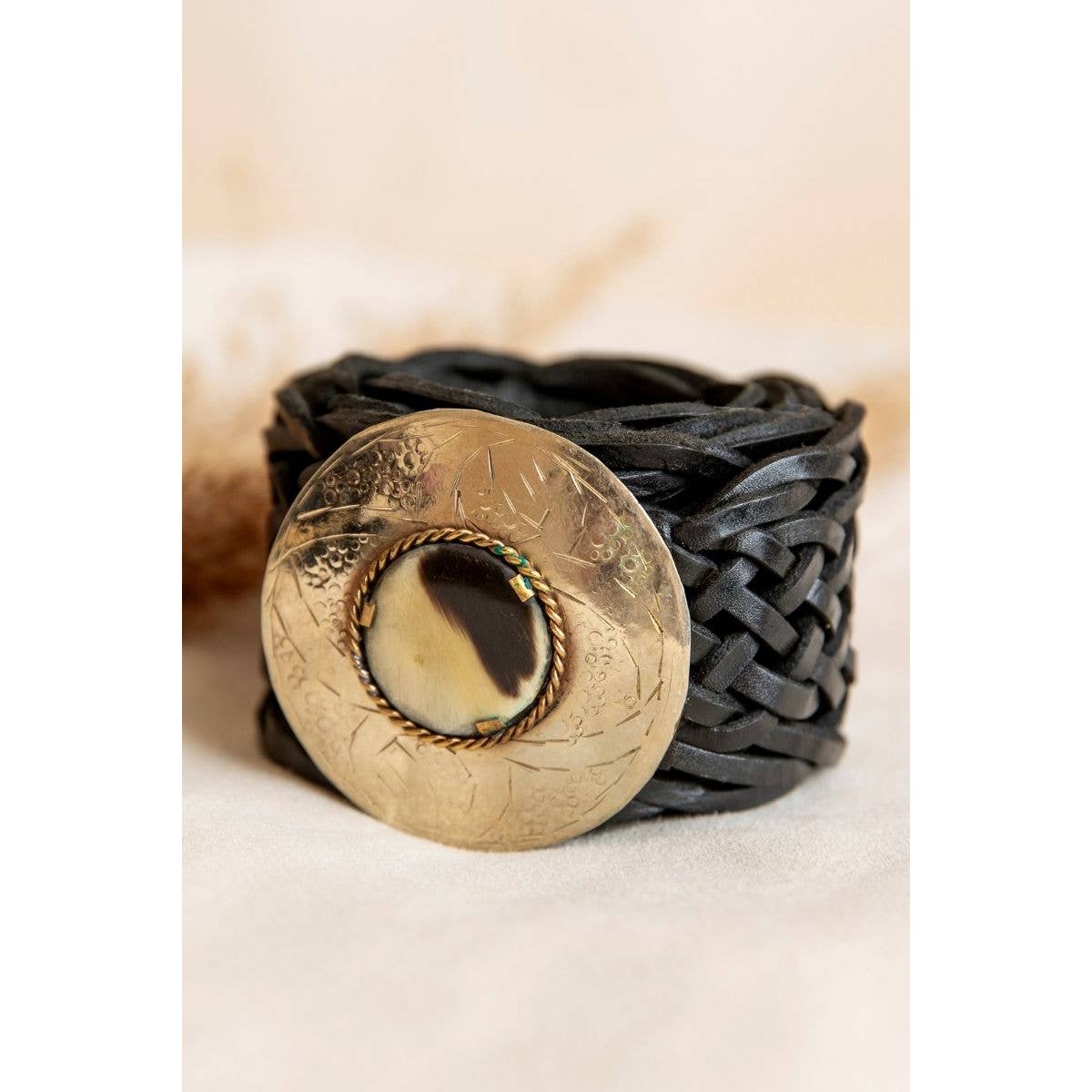 Neptune Braided Leather Belt - Black