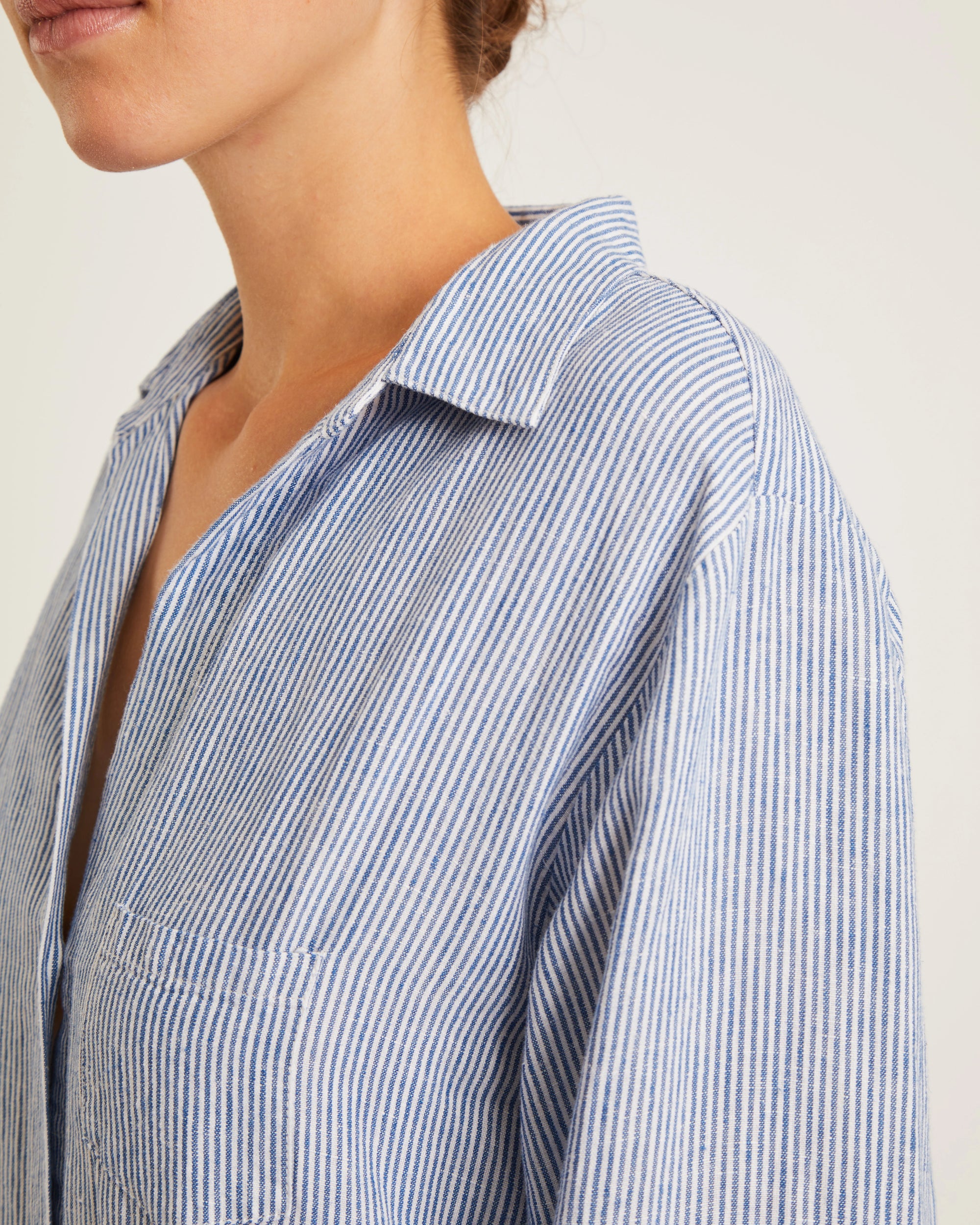 Nicole Linen Shirtdress - Navy/White Stripe