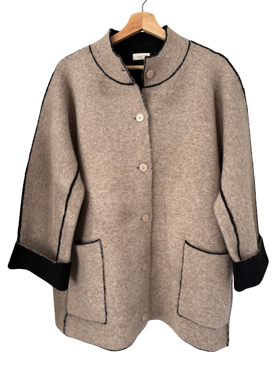 Odessa Coat- Taupe/Blk