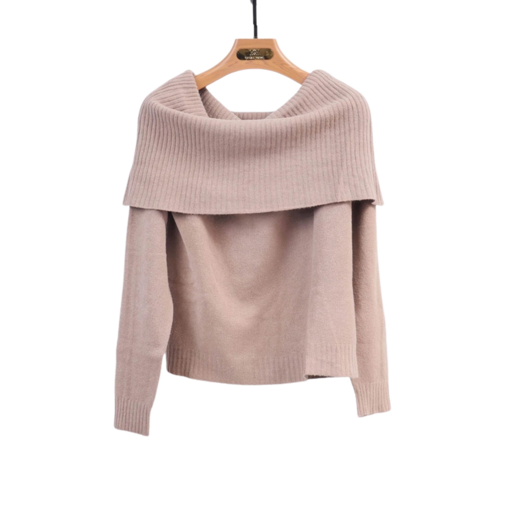 Off Shoulder Sweater in Taupe