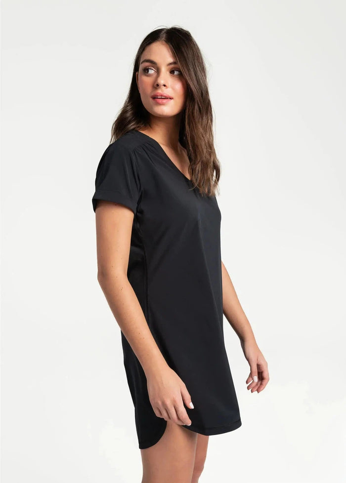 Olivie V-Neck Dress in Black