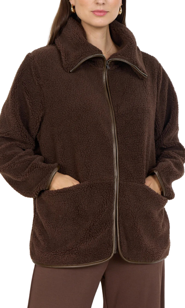 Onyx Teddy Zip-Up Jacket - Chocolate Brown