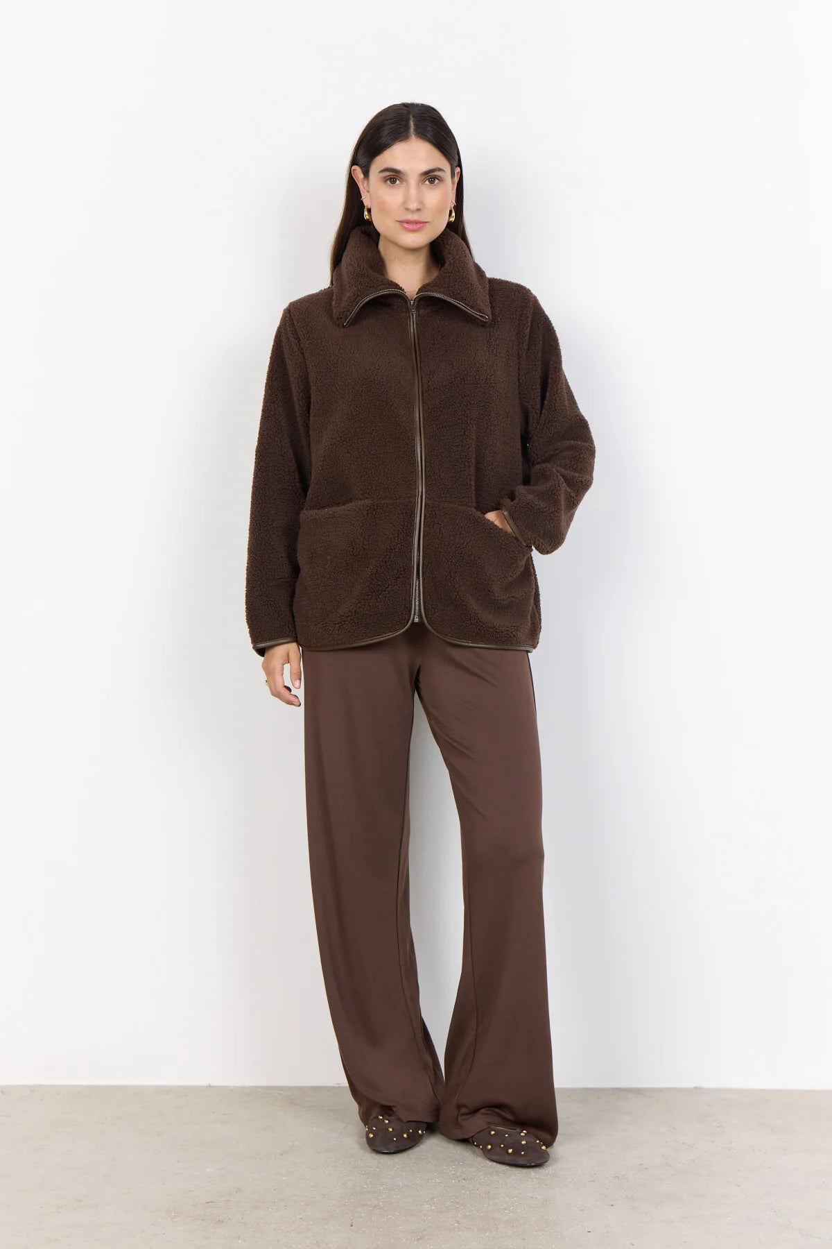 Onyx Teddy Zip-Up Jacket - Chocolate Brown