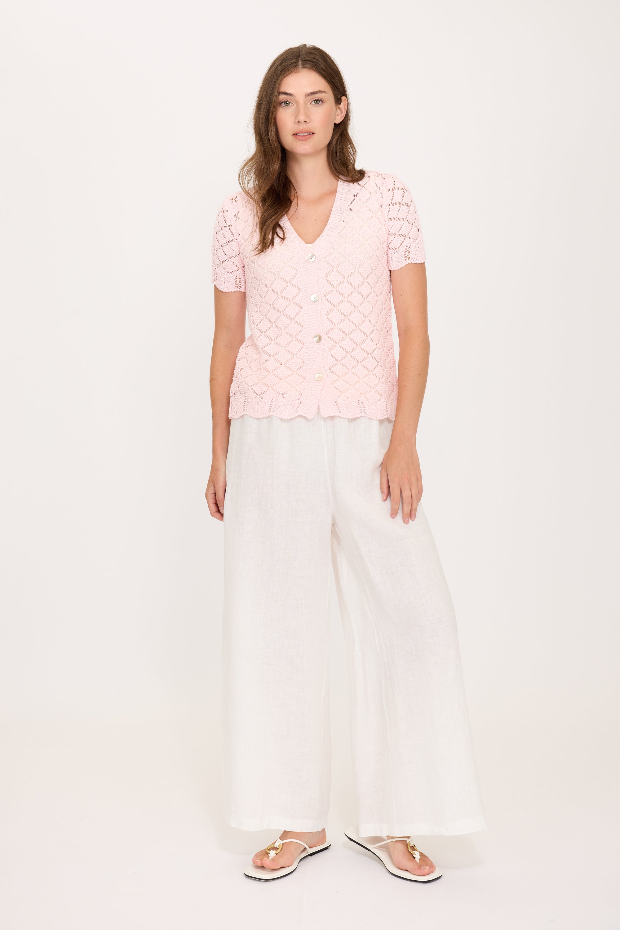Daisy Button Knit - Blush Pink