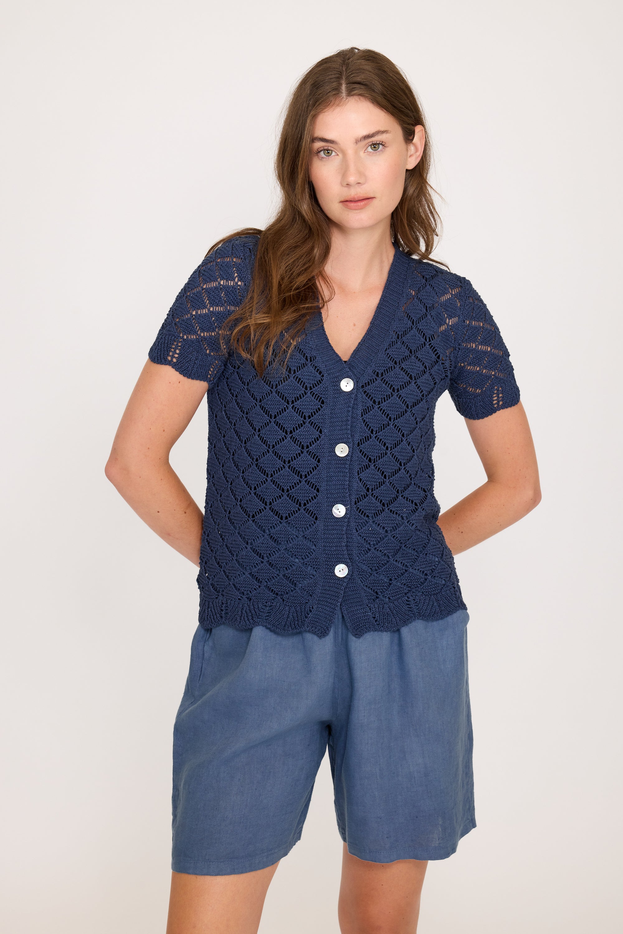 Daisy Button Knit - Navy