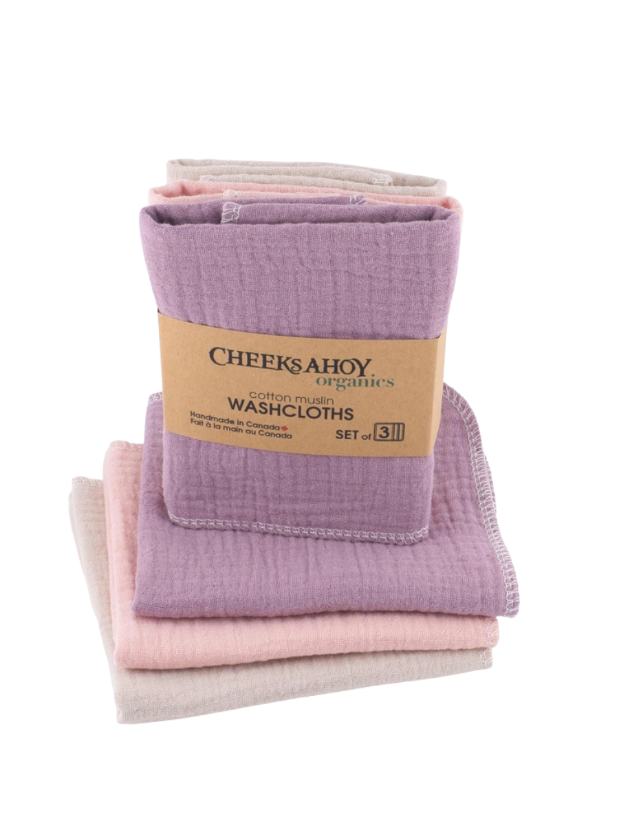 Organic Muslin Wash Cloths - Rose Garden