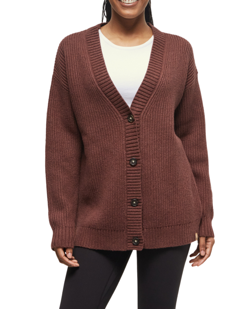 Oversized Button Cardi in Mahogany